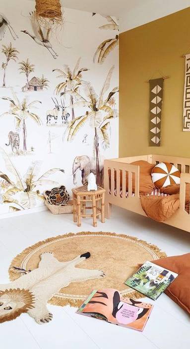 Papier-peint panoramique savane dans une chambre d'enfant - Arras 62