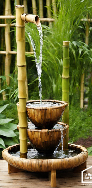 Fontaine d'eau en bambou