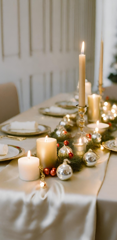 Chemin de table brillant noel