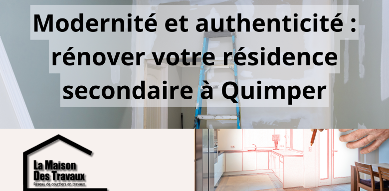 L’image montre une pièce en cours de rénovation avec des murs enduits et une échelle, illustrant parfaitement le processus de transformation d’une résidence secondaire. 