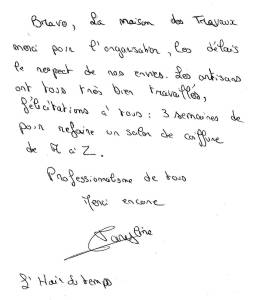 Témoignage cliente