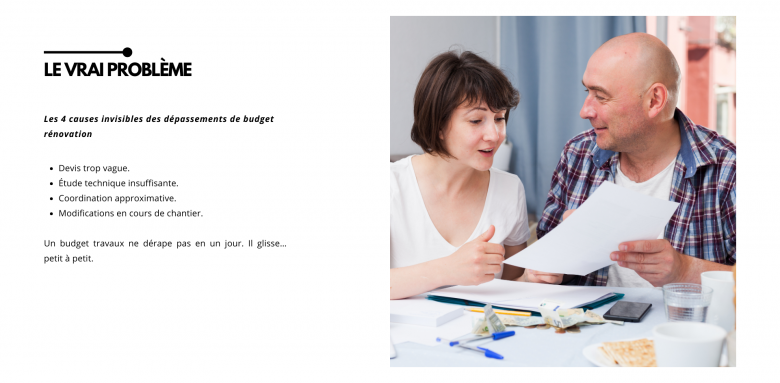 Les causes invisibles des dépassements de budget travaux : devis imprécis, étude technique insuffisante et mauvaise coordination de chantier en rénovation.