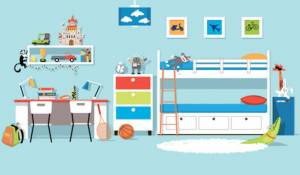 Chambre dans les tons bleus