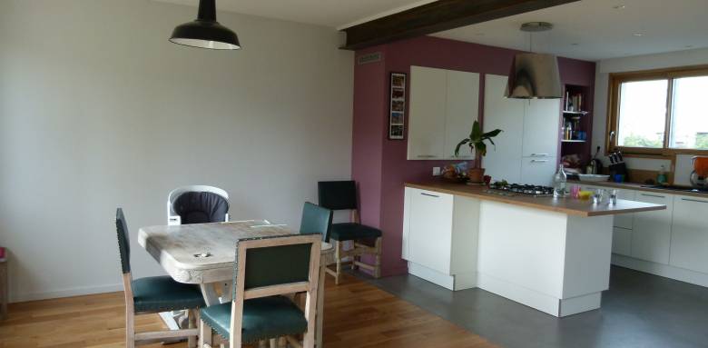 cuisine îlot en rénovation de pavillon de vacances