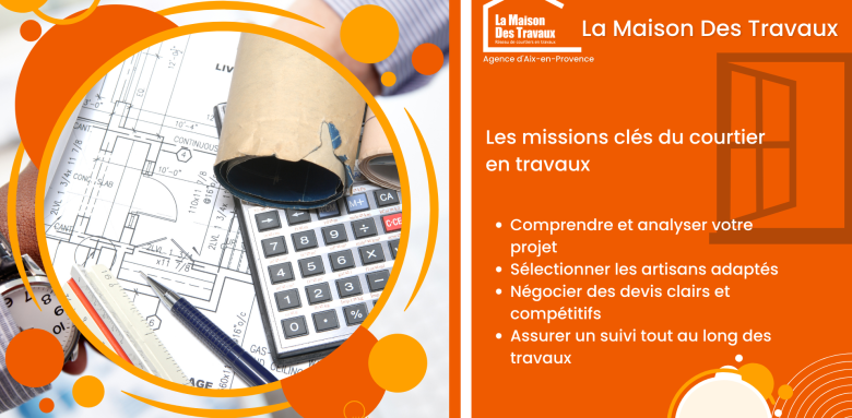 Analyse, sélection d’artisans, devis optimisés, suivi : un courtier en travaux pour sécuriser chaque étape de votre rénovation à Aix.