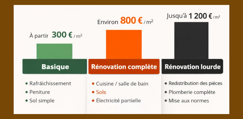 Rénovation basique, complète ou lourde : comparez les postes de travaux et les coûts moyens d’un appartement en Lot-et-Garonne pour sécuriser votre budget.