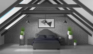 Chambre mansardée noir et blanc