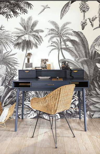 Papier peint panoramique tropical dans le bureau - bouc-bel-air-13