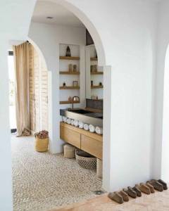 sol de Salle de bains en galets