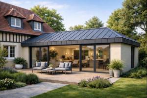 Toiture en zinc extension de maison à Deauville