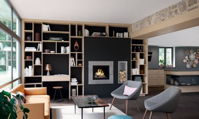 Bibliothèque office de cadre de cheminée