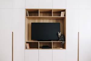 meuble TV avec bibliothèque sur-mesure 