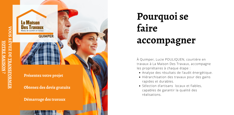 Lucie Pouliquen vous guide à chaque étape de votre projet de rénovation à Quimper avec des artisans fiables et des conseils personnalisés.