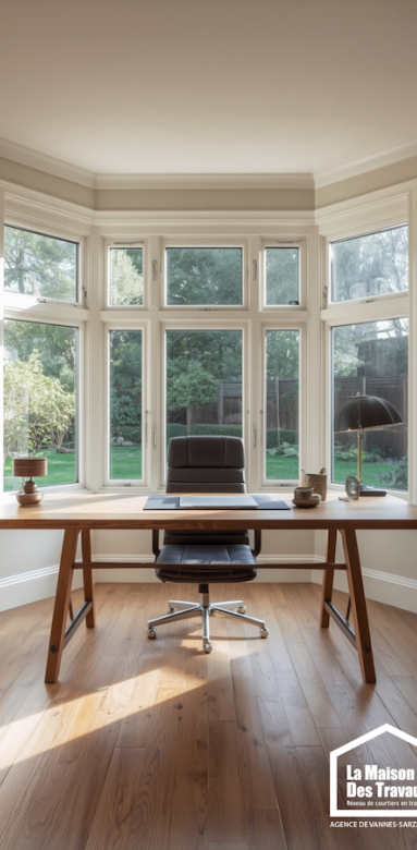 Bureau aménagé dans une extension de maison dans le Morbihan