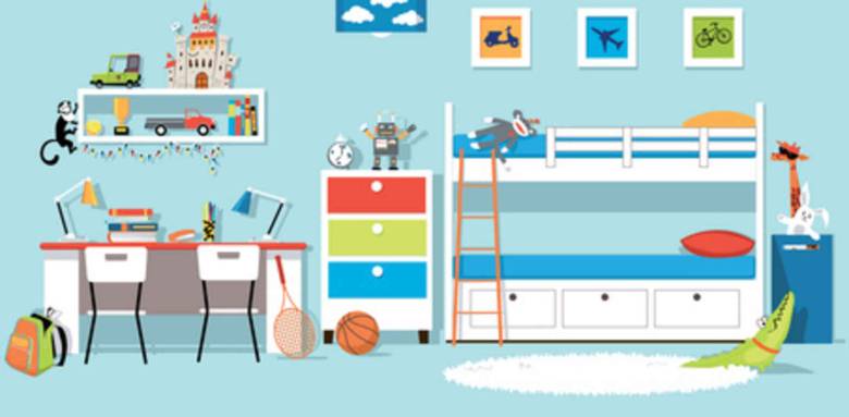 Chambre dans les tons bleus