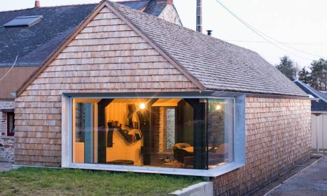 Ecoconstruction extension bois à revêtement bois imitation pierre - Arras 62