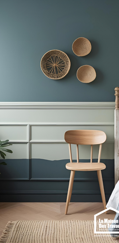 deco mur peinture bicolore salon