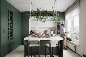 Cuisine avec placards invisibles toute hauteur