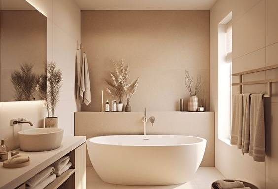 Salle de bains beige