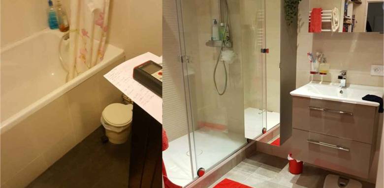 Optimistaion d'espace de salle de bain, avant / après - Nantes 44