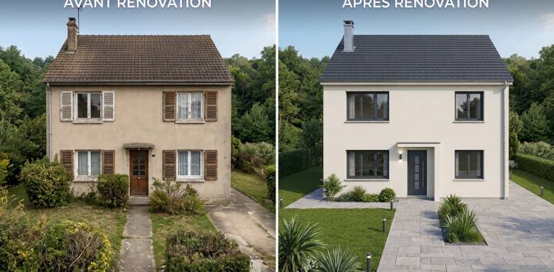 Avant et après rénovation d'une maison des années 60