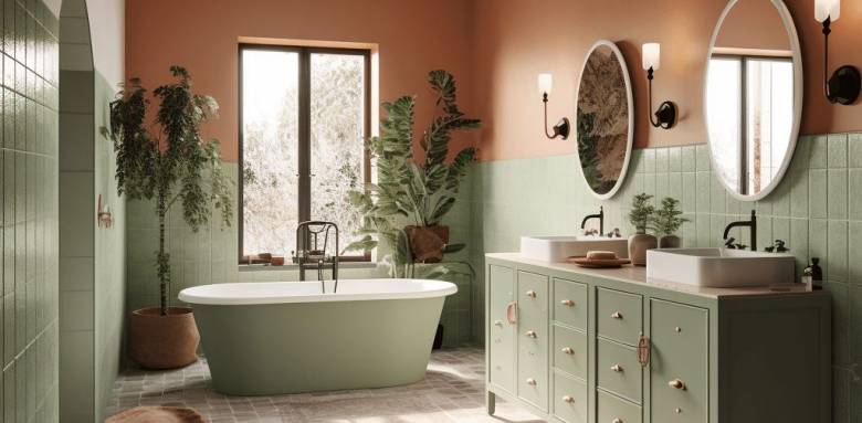 Salle de bains Terracota et kaki