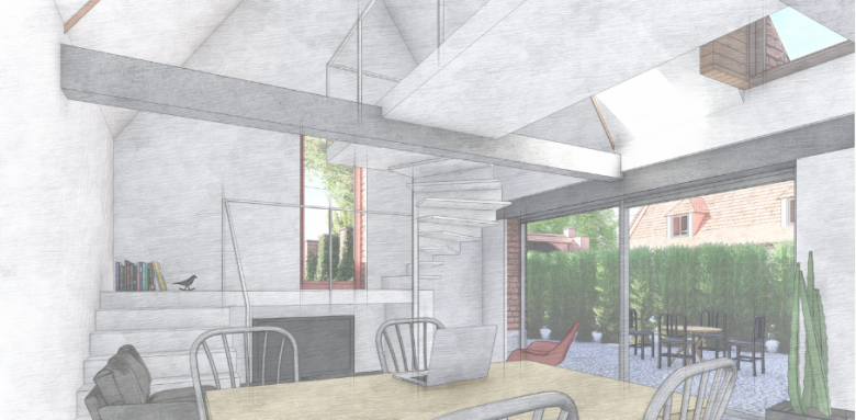 Vue 3D rendu d'un escalier sur-mesure