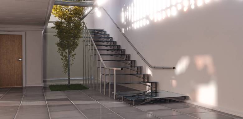 Escalier design béton et métal à Francheville 69340