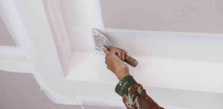 réparation fissure au plafond, enduit lissage bande calicot - Nantes 44