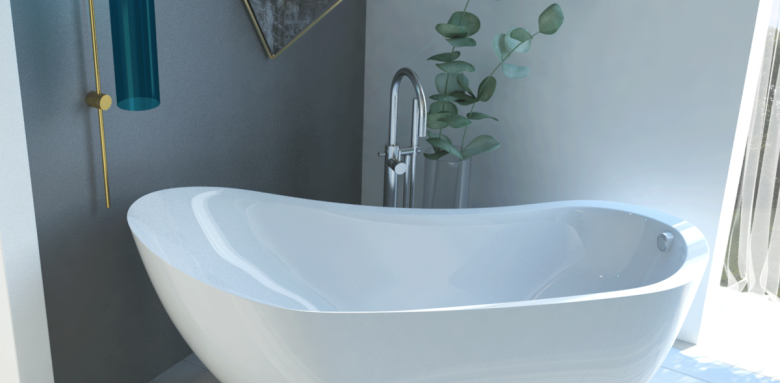 baignoire îlot acrylique avec dosseret