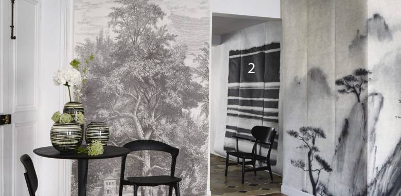 papier peint entre deux pièces de vie