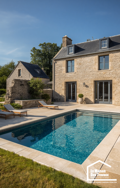 Piscine extérieure aménagée dans une maison à Arzon