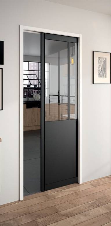 Porte en galandage effet verrière