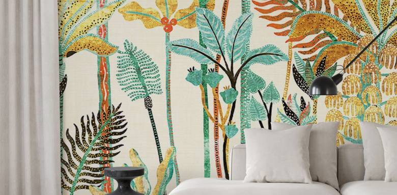 Papier peint décor tropical pour salon