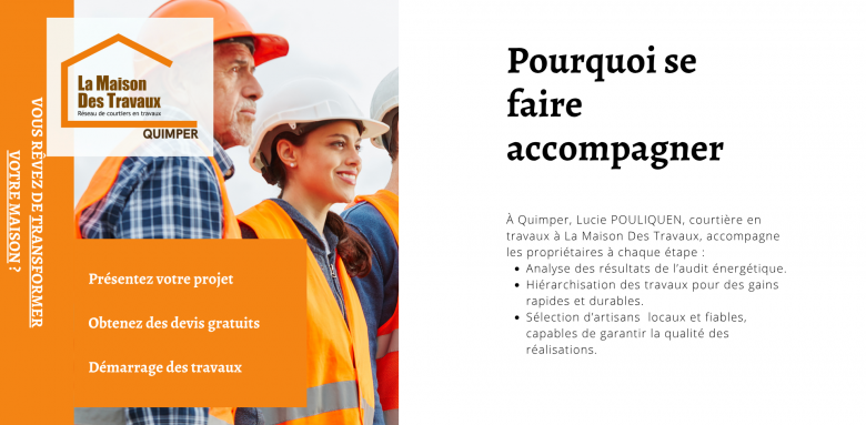 Lucie Pouliquen vous guide à chaque étape de votre projet de rénovation à Quimper avec des artisans fiables et des conseils personnalisés.