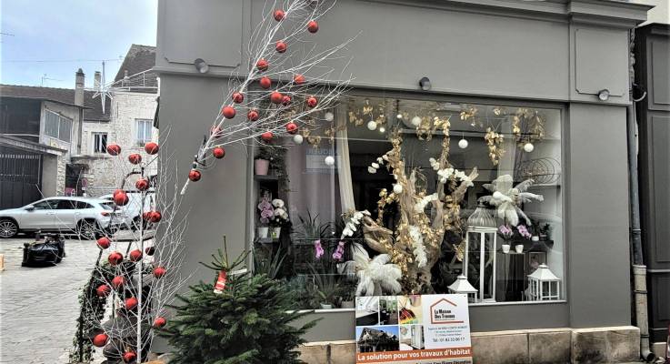 Façade de devanture de boutique fleuriste après travaux de ravalement - Brie-Comte-Robert 77170