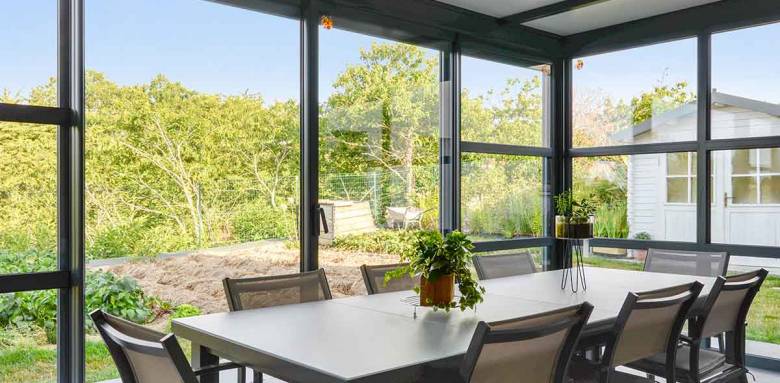 Véranda en appui angle extérieuren aluminium