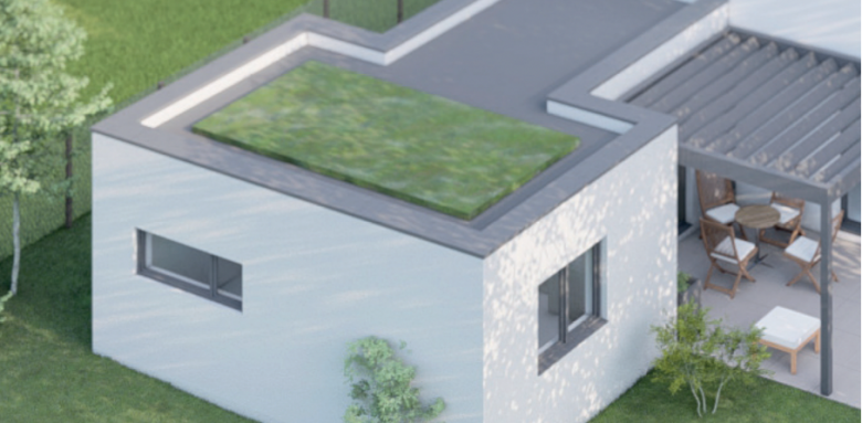 toit plat végétalisé de l'extension 