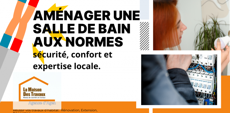 Rénovez votre salle de bain à Agen avec Sandrine FERIN : sécurité, confort et conformité aux normes électriques.