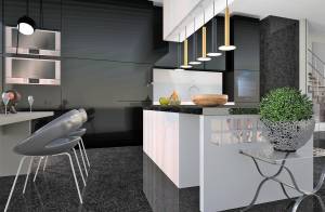 Cuisine moderne avec mobilier noir laqué - Lille 59