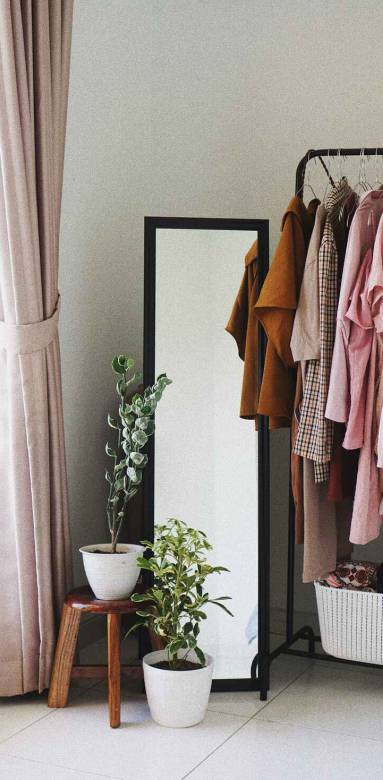 Un dressing ouvert près d'une entrée 