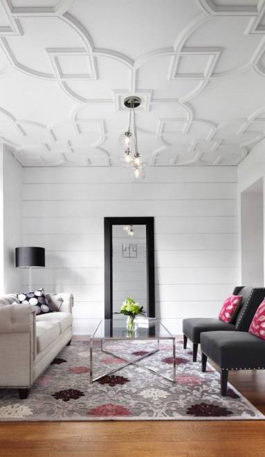 Plafond avec rosaces modernes staff