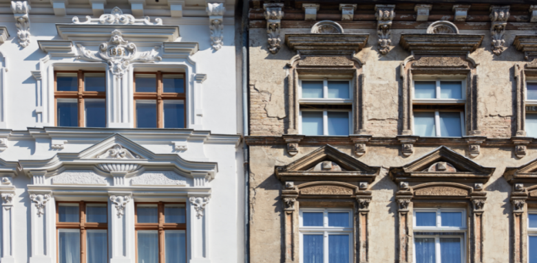 Avant et après modernisation façade Haguenau