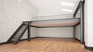 Mezzanine intérieur, visuel de face Mezzanine vide