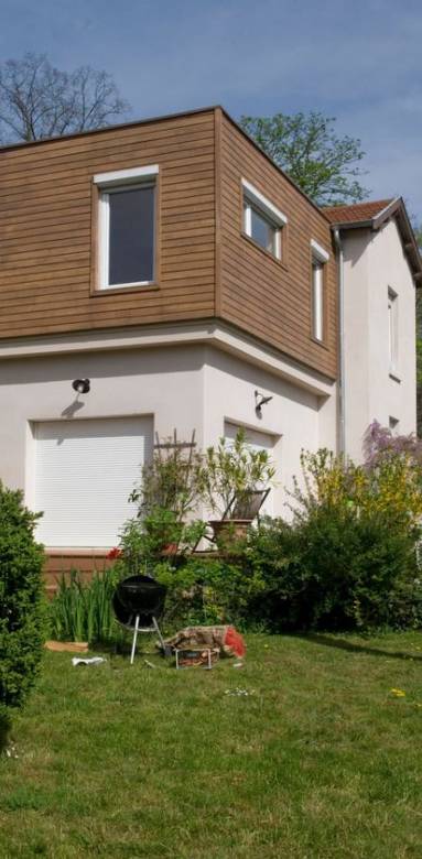Surélévation de maison en bois - surélévation bois et bardage - Nantes 44