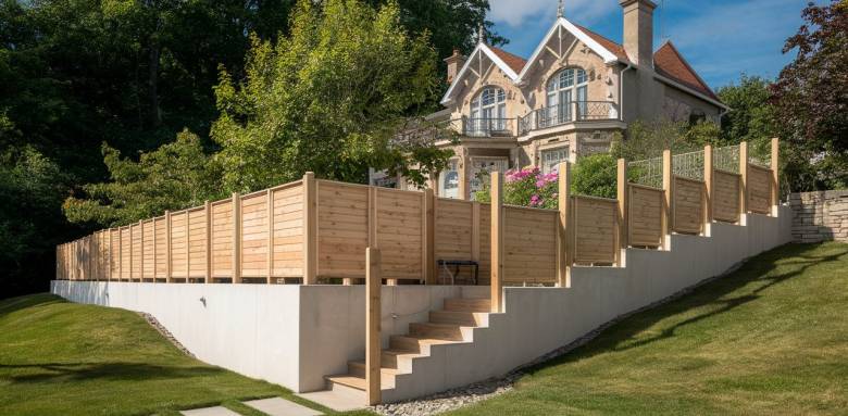 Clôtures sur terrain en pente à Deauville