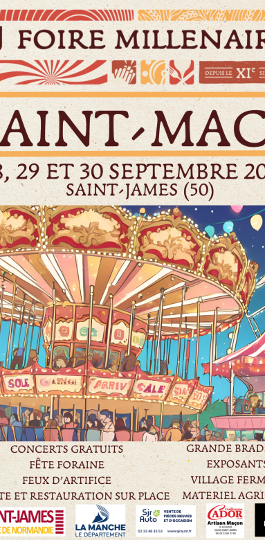 📅 La Maison Des Travaux d’Avranches sera présente à la Foire de St James le 28, 29 et 30 septembre ! 🎉