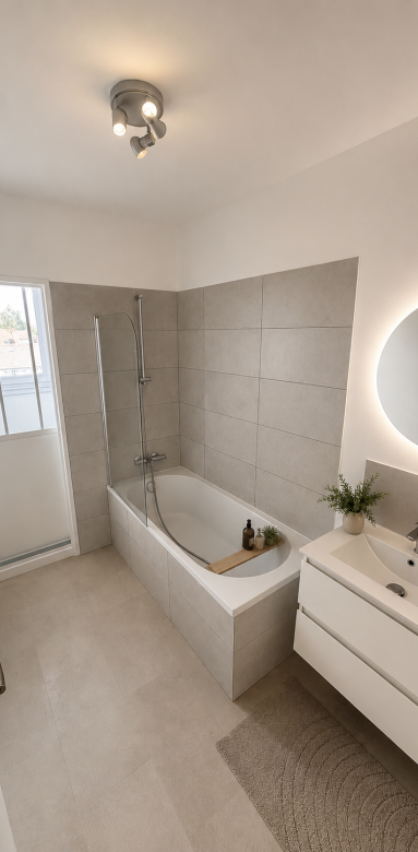  Salle de bain rénovée avec suggestion d'aménagement