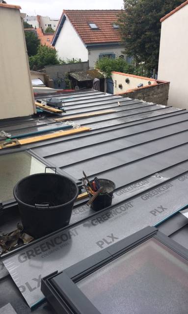 Couverture en PLX (imitation zinc quartz à joints debout) - Nantes 44