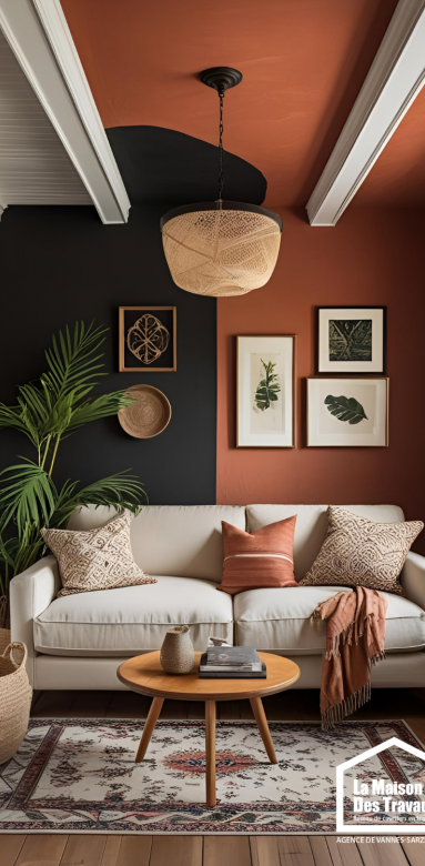 deco mur peinture bicolore salon